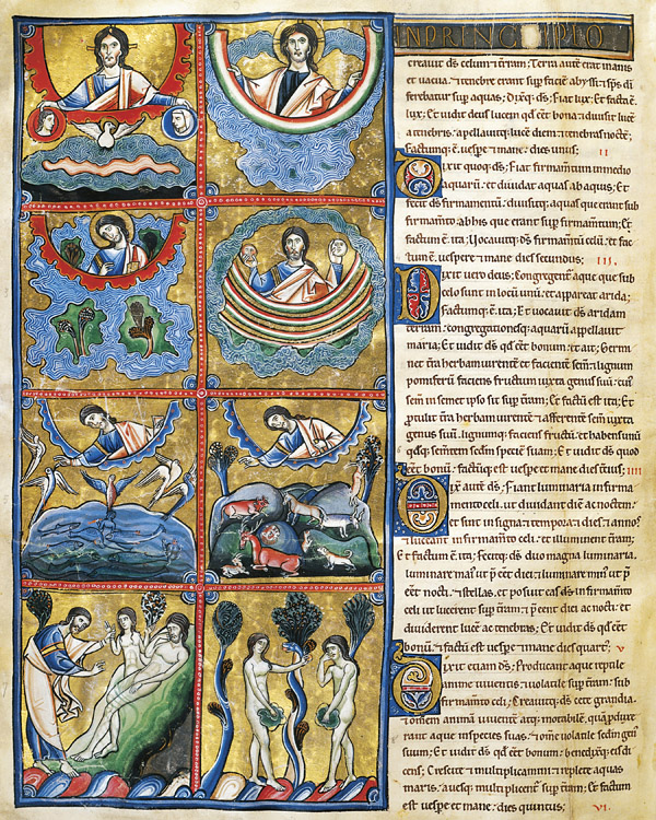 Bibbia di Souvigny. La creazione del mondo (XII secolo), miniatura